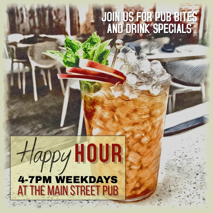 Bar Pub or Restaurant Happy Hour instagram Template PosterMyWall