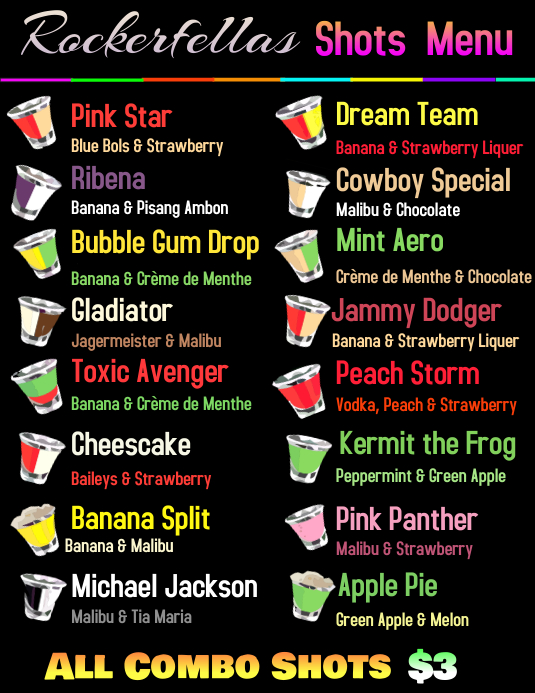 Bar Drink Menu Examples