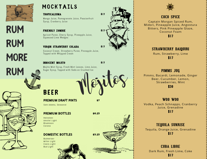 Bar Themed Cocktail Menu Template Рекламная листовка (US Letter)