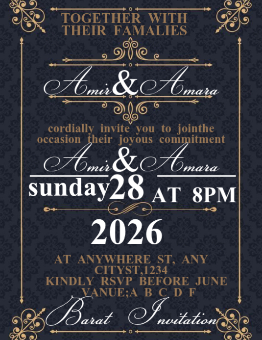 Barat invitation card Template | PosterMyWall