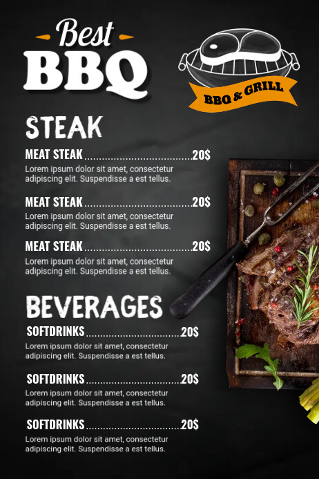 Barbecue & Grill Menu Плакат template