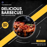 barbecue bbq menu restaurant sale flyer Carré (1:1) template