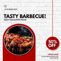 barbecue bbq menu restaurant sale flyer Square (1:1) template