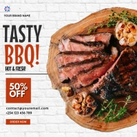 barbecue bbq menu restaurant sale flyer Square (1:1) template