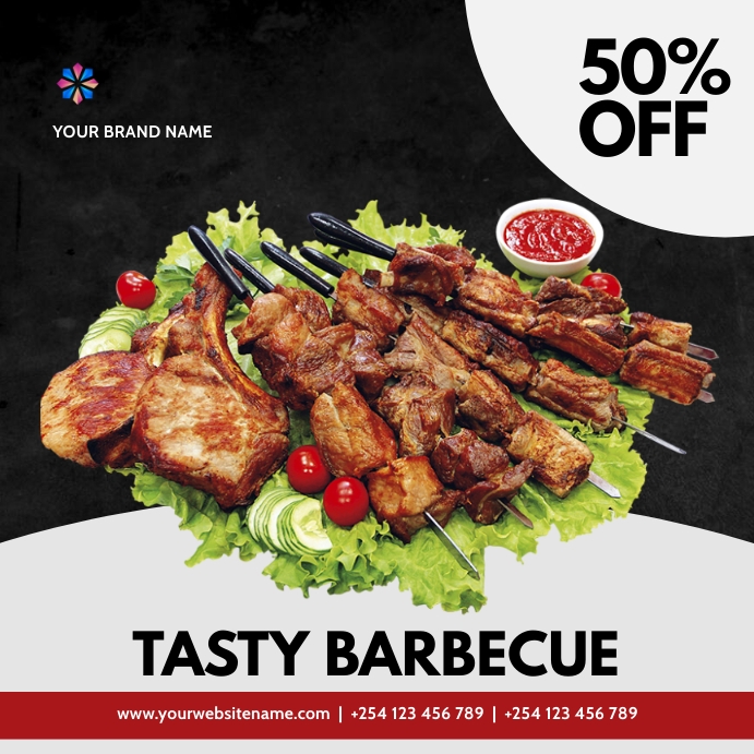 barbecue bbq menu restaurant sale flyer Square (1:1) template