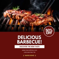 barbecue bbq menu restaurant sale flyer Square (1:1) template