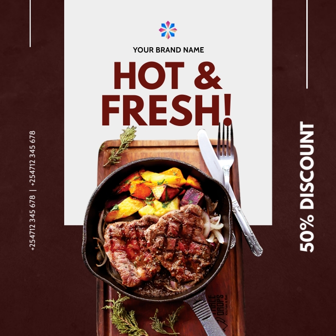 barbecue bbq menu restaurant sale flyer Square (1:1) template