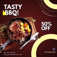 Brown barbecue bbq menu restaurant sale flyer Isikwele Template