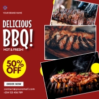 barbecue bbq menu restaurant sale flyer Persegi (1:1) template
