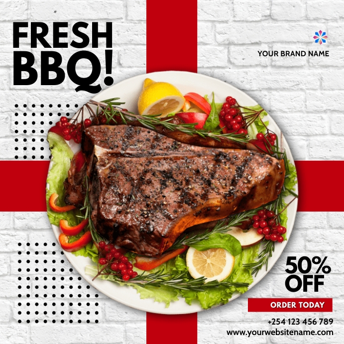 barbecue bbq menu restaurant sale flyer Square (1:1) template