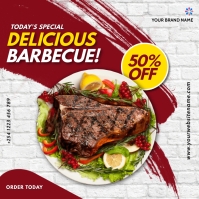 barbecue bbq menu restaurant sale flyer Square (1:1) template