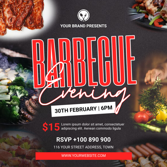 Barbecue evening advert flyer Template | PosterMyWall