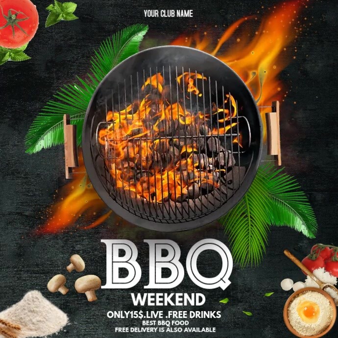 Barbecue flyers,menu flyers,food menu 方形(1:1) template