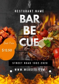 Black and Orange Barbecue Ad Template A3