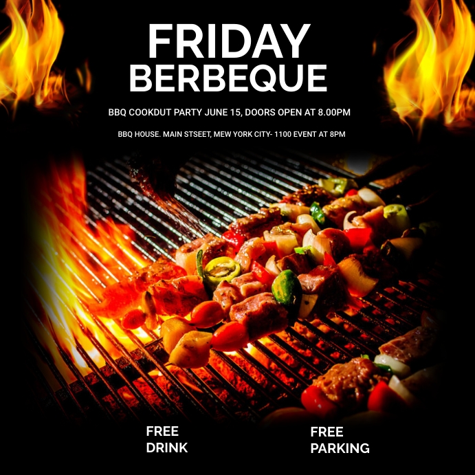 Friday Cookout Barbecue Friday Cookout Party Flyer Template | PosterMyWall