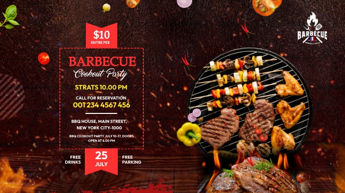 Barbecook Display Barbecue Party, Food Menu Digital Display Template | PosterMyWall
