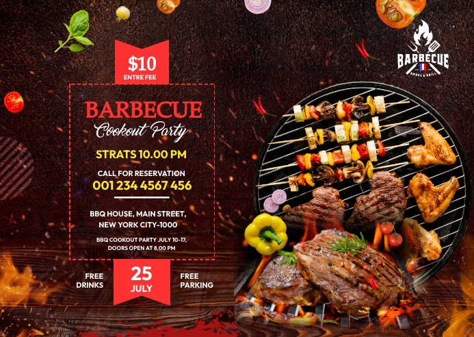 Barbecue Party, Food Menu Postcard Pocztówka template