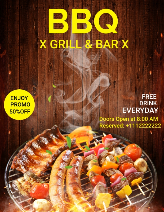 Barbecue Party Flyer Template 传单(美国信函)