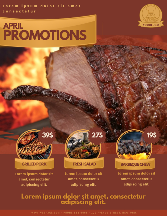 Barbecue Restaurant Promotion Offer Flyer Template Postermywall