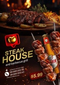 Barbecue steak house video template A4