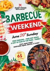 barbecue weekend flyer template A3