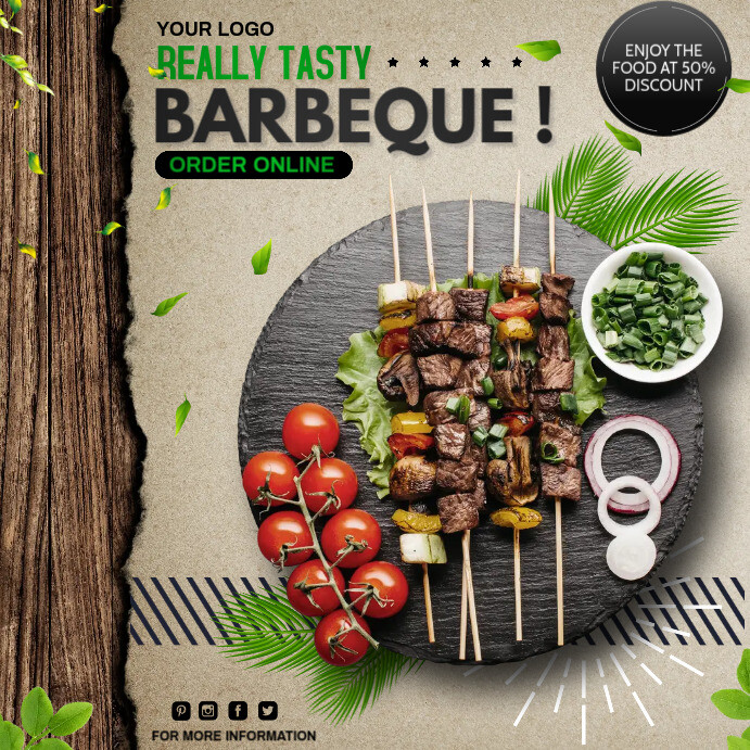 Barbeque, Restaurant, BBQ Wpis na Instagrama template