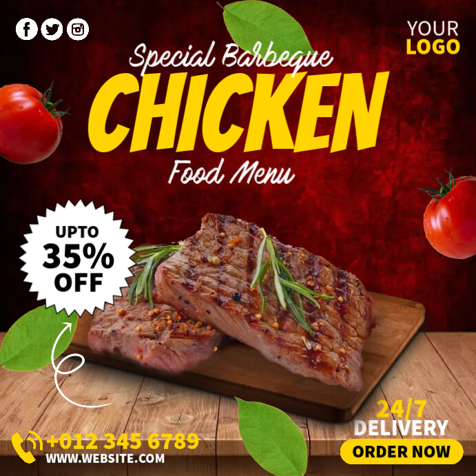 Barbeque Chicken Menu Template PosterMyWall