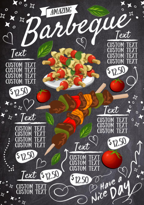 Barbeque Menu Poster design template A3