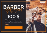 barber gift card voucher 100 $ Postal template