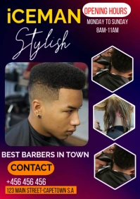 barber salon flyer template A3