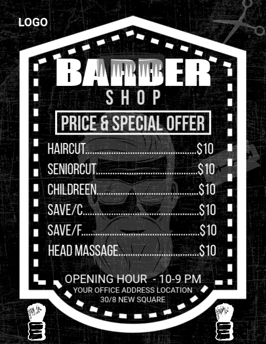 Barber shop Ad Template Flyer (format US Letter)