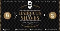 Black and Brown Barber Shop Facebook Shared Image template