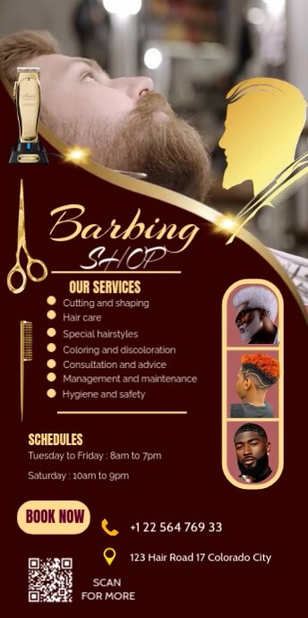 Barber shop beuaty and diet poster Oprolbanier 3'×6' template