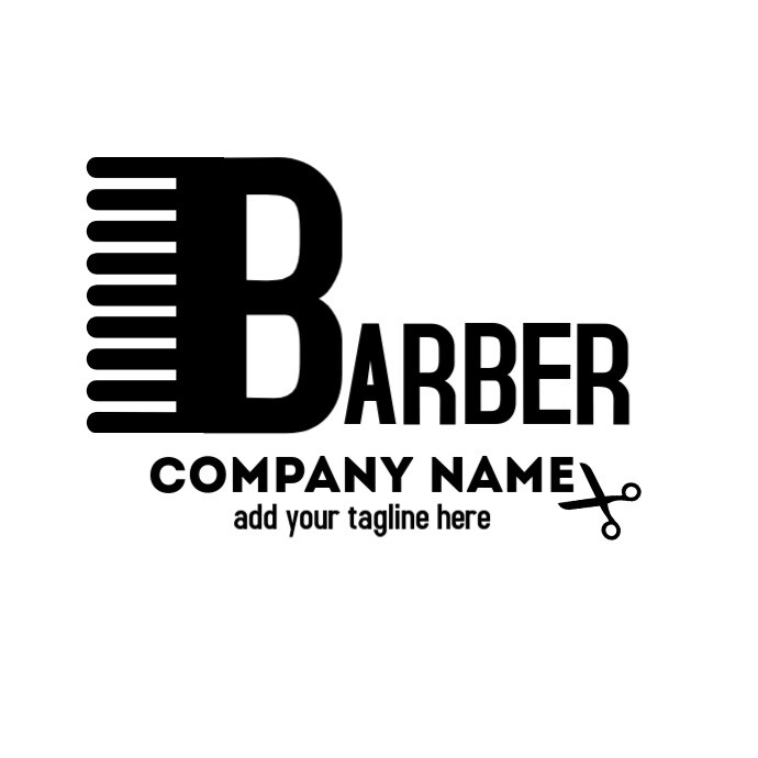 Barber shop black and white logo Logótipo template