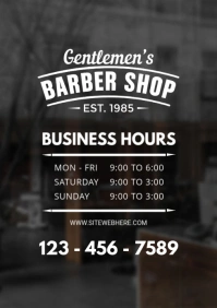 Barber Shop Business Hours Sign Template