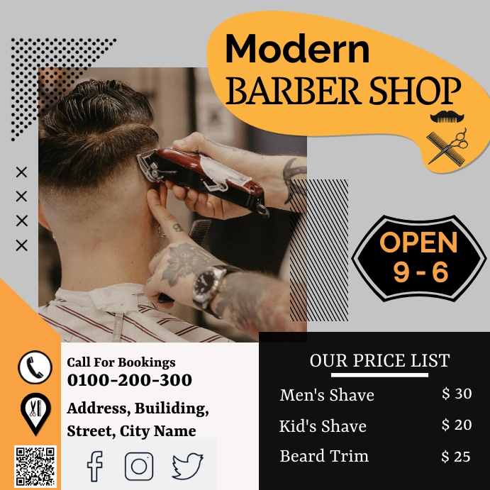 barber shop Publicación de Instagram template