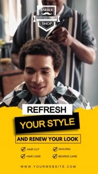 Black and Yellow Barber Shop Slideshow Instagram-Story template