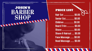Barber Shop Digital Sign Price List template