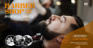 Barbershop Facebook Post | Haircut, Fade & Beard Trim Service Promo template