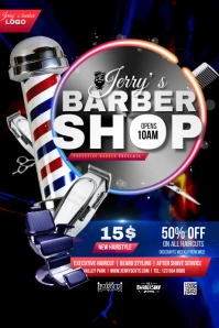 Barber shop flyer design Poster template