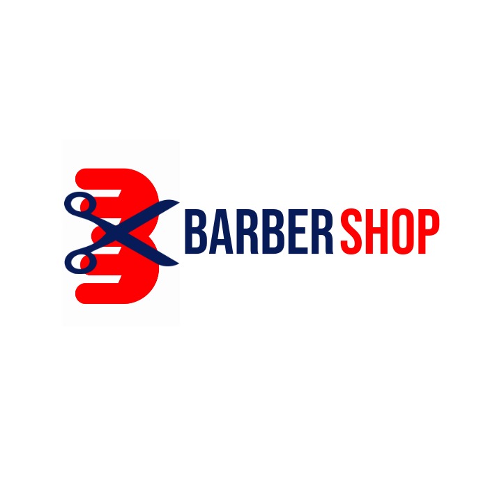 Barber shop logo blue and red template