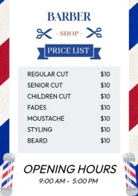 Barber Shop Price A4 template