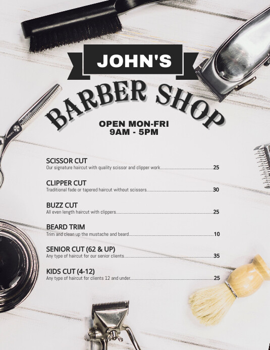 Barber Shop Price Flyer Poster Template PosterMyWall