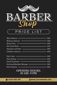 Barber Shop Price List Poster template