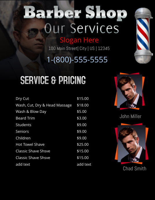 Barber Shop Price List Template PosterMyWall Barber Shop Price List Template PosterMyWall