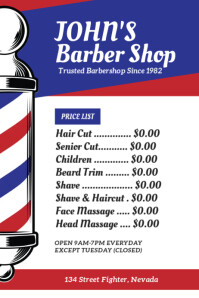Barber Shop Price List Poster template