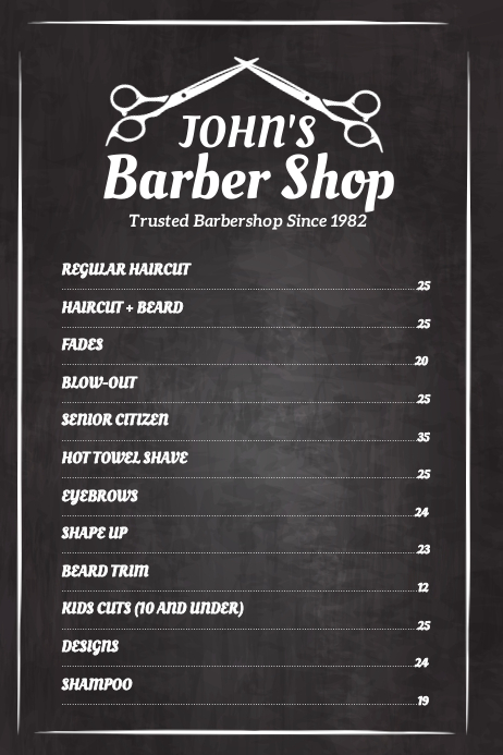 Barbier Liste De Prix Affiche Modele Postermywall