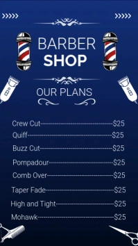 Barber Shop Pricing List Digital Display (9:16) template