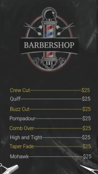 Barber Shop Pricing List Digitalt display (9:16) template