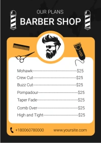 Barber Shop Pricing List A6 template